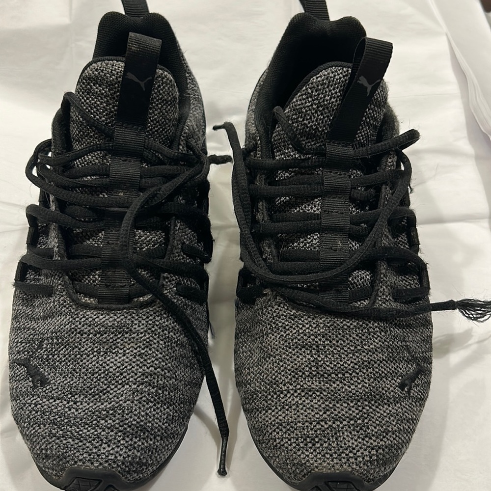 Puma black and gray fabric lace up shoes size 8